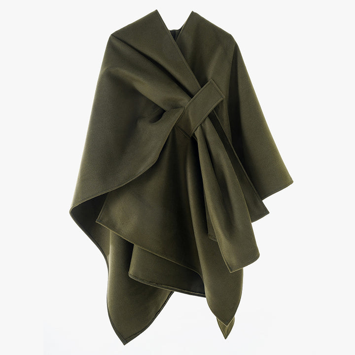 Damen Eleganter Wickel‑Cape mit Knotenverschluss und fließender Drapierung Echo Archiv