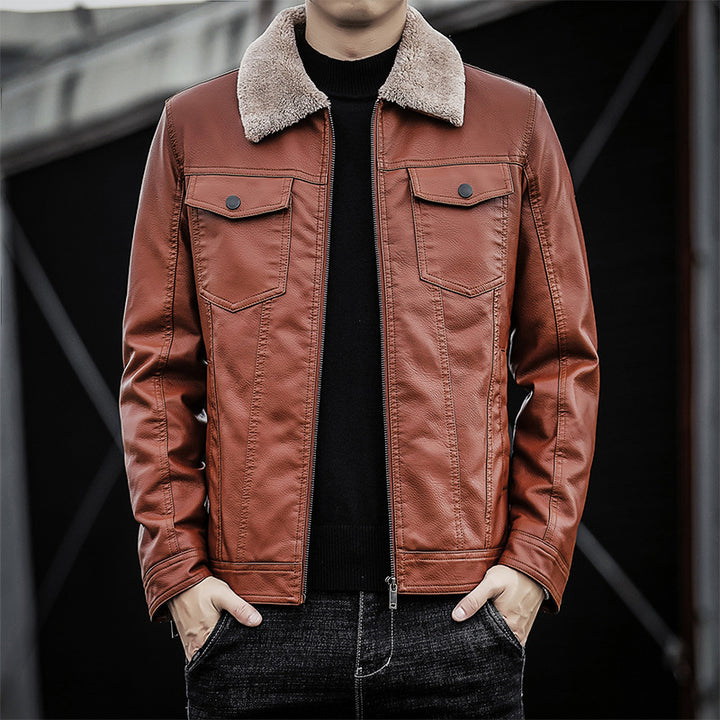Herren Pilotenblouson aus Lederoptik mit Teddykragen und Utility‑Details Echoarchiv