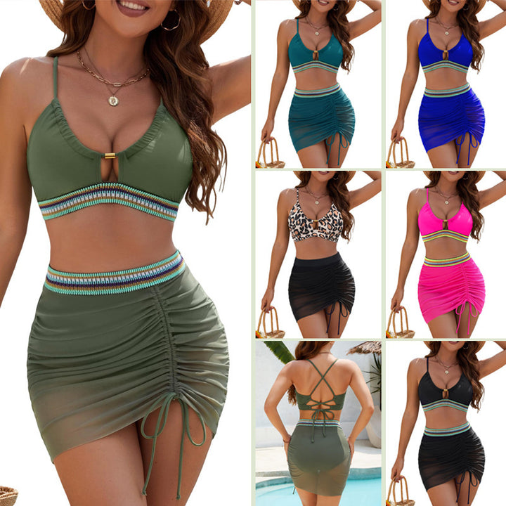 Damen Bikinoberteil mit trendigem Leopardendruck und Wickelrock Echo Archiv