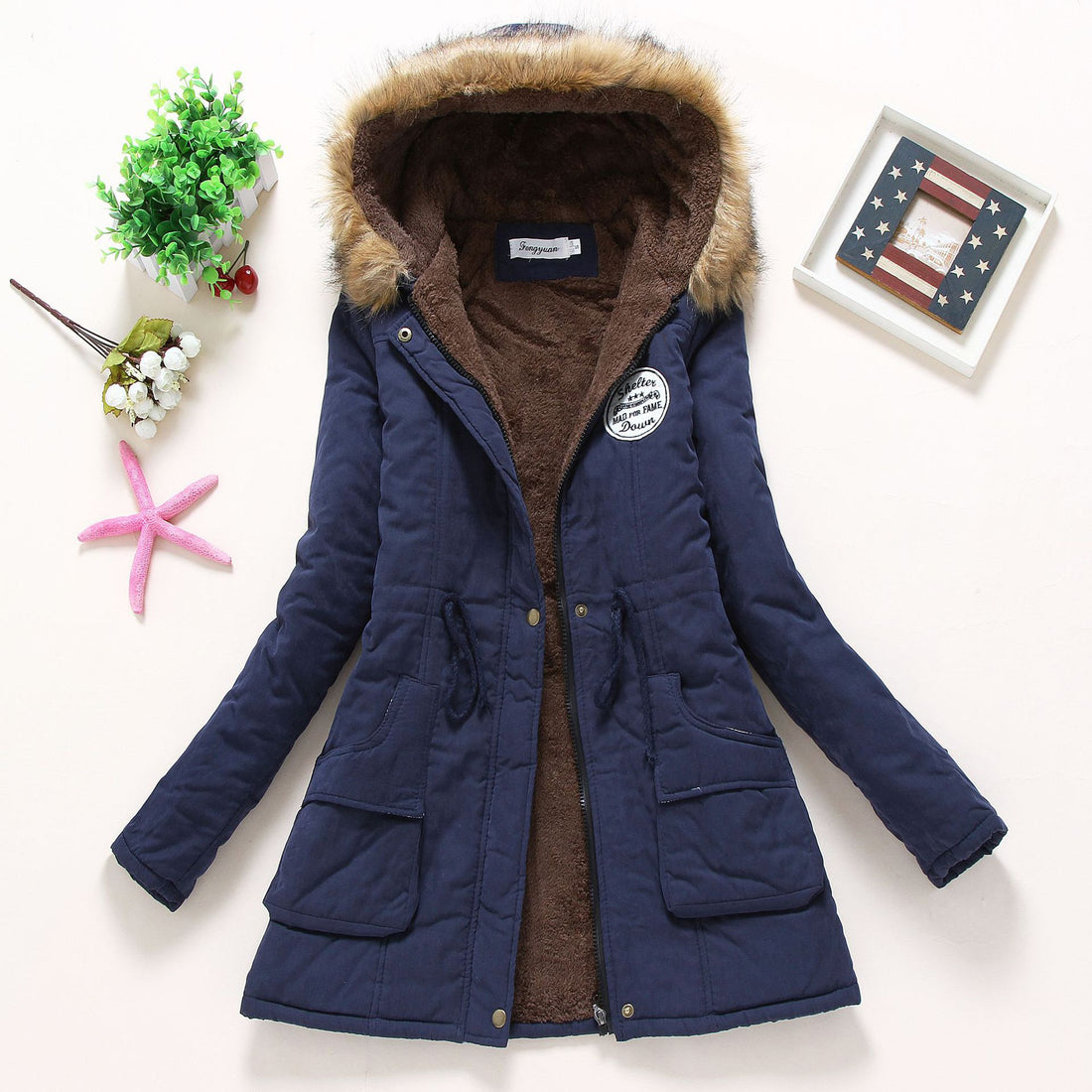 Damen hochwärmender Winterparka mit Teddy-Innenfutter, Tunnelzug und Kunstfellbesatz – Montévia