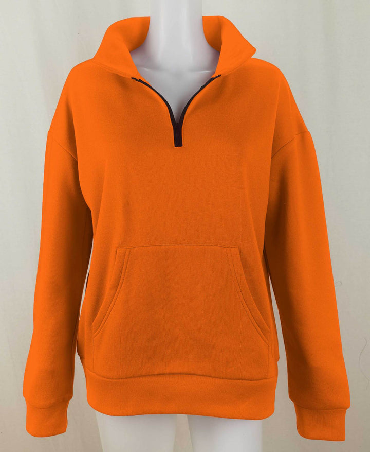 Damen nan Oversize-Halbzip-Kapuzenpullover mit Kängurutasche und verlängertem Saum Echo Archiv
