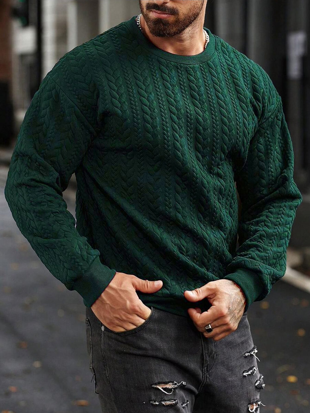 Herren Strickpullover mit strukturiertem Muster Echoarchiv