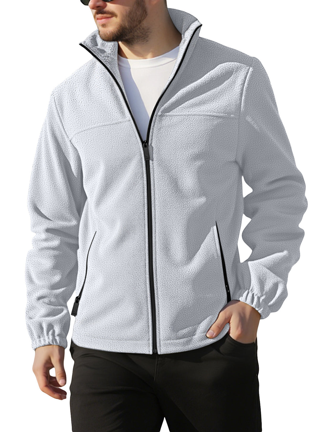 Herren nan warme Fleecejacke mit Reißverschluss, Stehkragen und Reißverschlusstaschen Echo Archiv