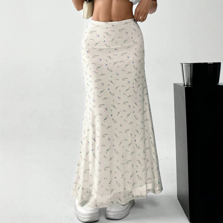 Damen Maxirock mit floralem Print und eleganter Transparenz Echo Archiv