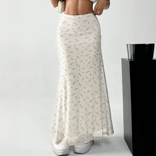 Damen Maxirock mit floralem Print und eleganter Transparenz Echo Archiv