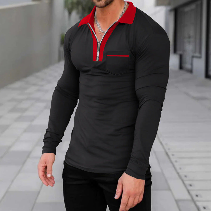 Herren Longsleeve mit modernem Stehkragen und Reißverschluss Echoarchiv