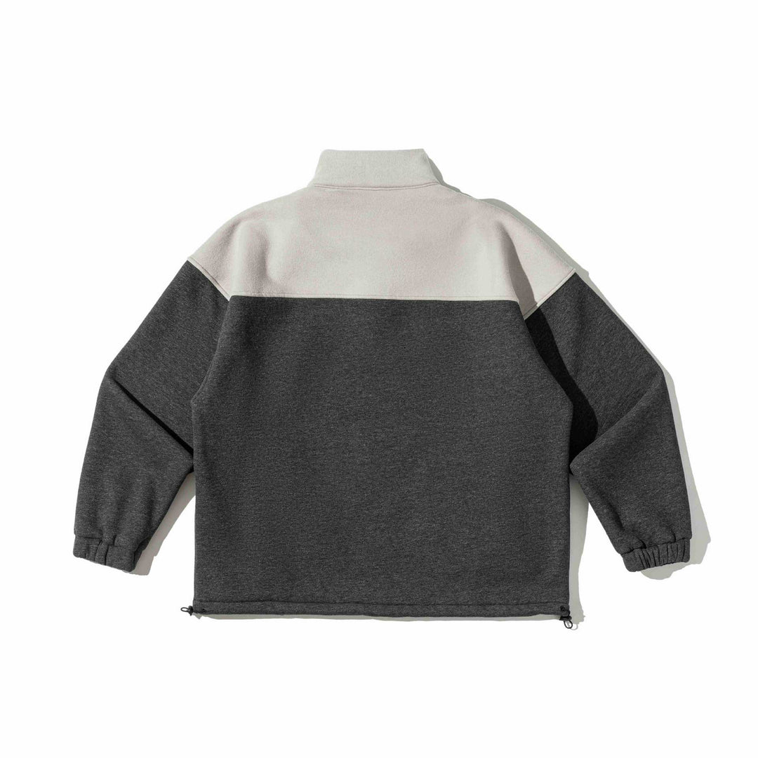 Unisex Halbzip-Sweatshirt im Oversize-Boxy-Schnitt mit hohem Stehkragen und Kängurutasche Echoarchiv