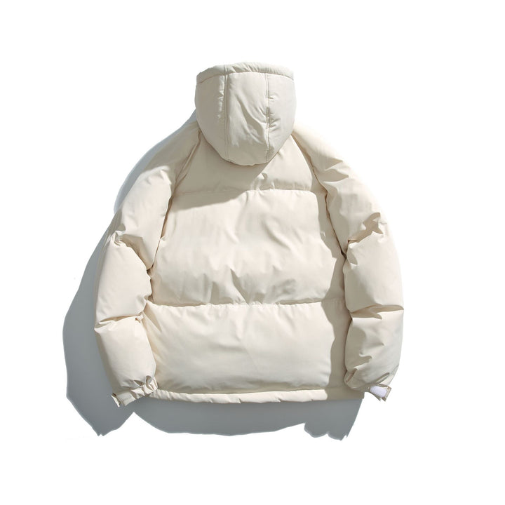 Unisex Kurz geschnittener Boxy-Puffer mit Kapuze, Kontraststreifen und großen Klappentaschen Echoarchiv