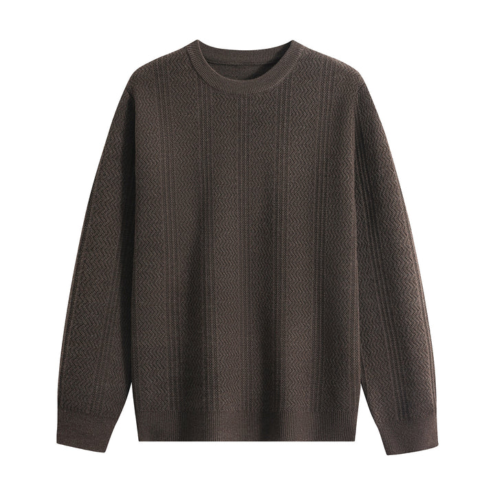 Unisex Strukturierter Rundhals-Strickpullover mit Ajourmuster Echoarchiv