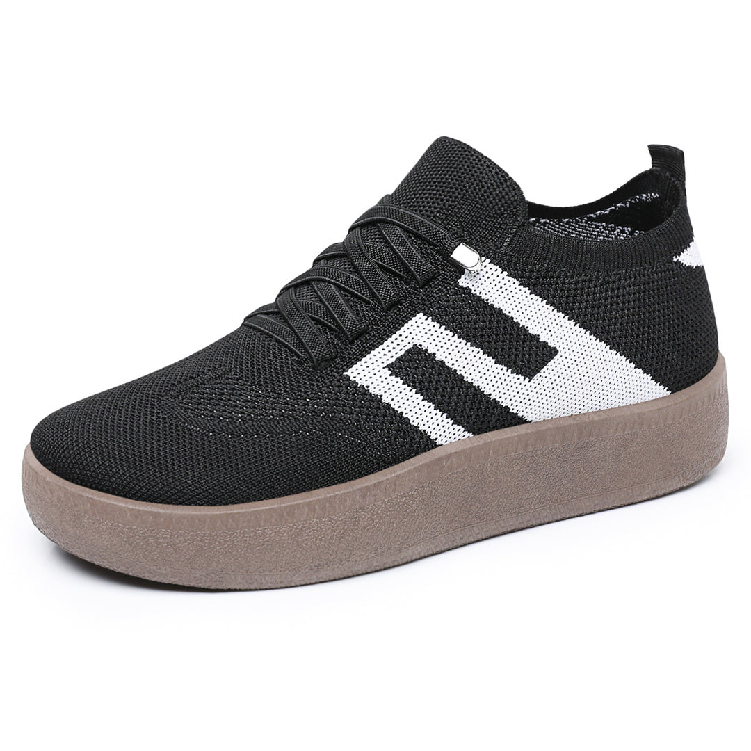 Damen nan gestrickter Slip-On Plateau-Sneaker mit elastischem Sockenschaft, dekorativer Zierstreifen und dämpfender EVA-Leichtsohle Echo Archiv