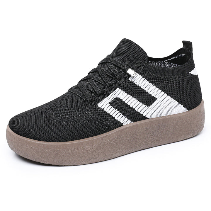 Damen nan gestrickter Slip-On Plateau-Sneaker mit elastischem Sockenschaft, dekorativer Zierstreifen und dämpfender EVA-Leichtsohle Echo Archiv