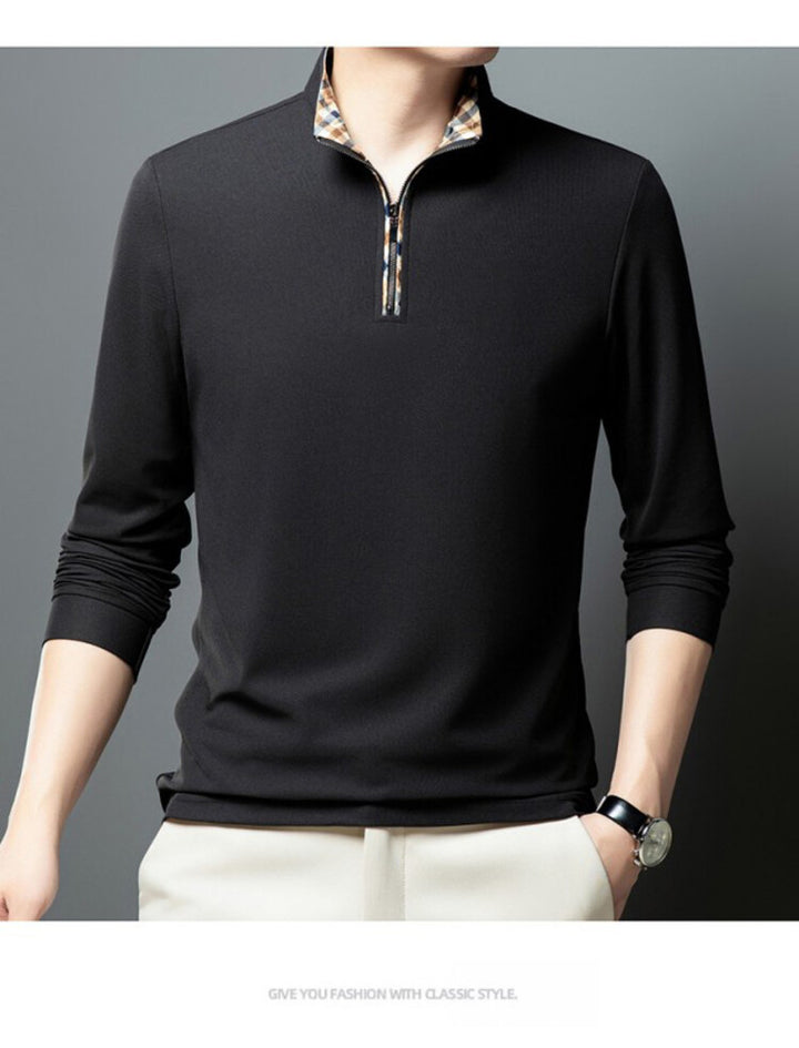 Herren Sportliches Langarmshirt mit Stehkragen und modischem Reißverschluss Echoarchiv