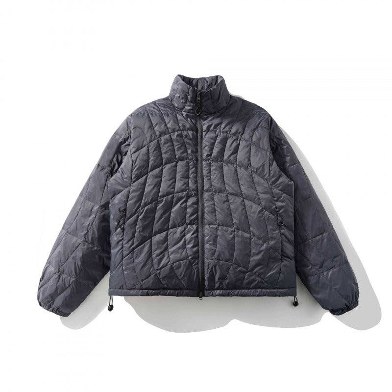 Unisex Ultraleichte gesteppte Kurzjacke mit geometrischer Steppung, Stehkragen und Tunnelzugsaum Echo Archiv