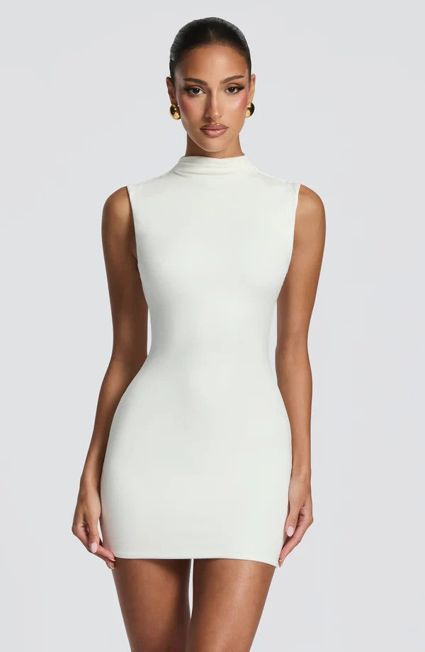Damen Enganliegendes Stretch-Minikleid mit hohem Kragen Echo Archiv