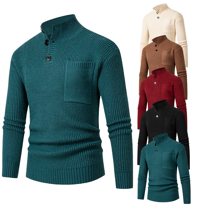 Herren Hochwertiger Pullover mit Modalmuster und Brusttasche Echoarchiv