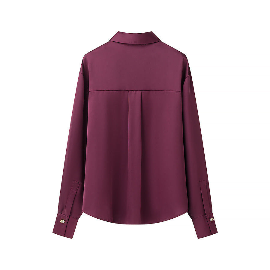 Damen Seidenoptik-Bluse mit Schmuckknöpfen und Hemdkragen Echo Archiv