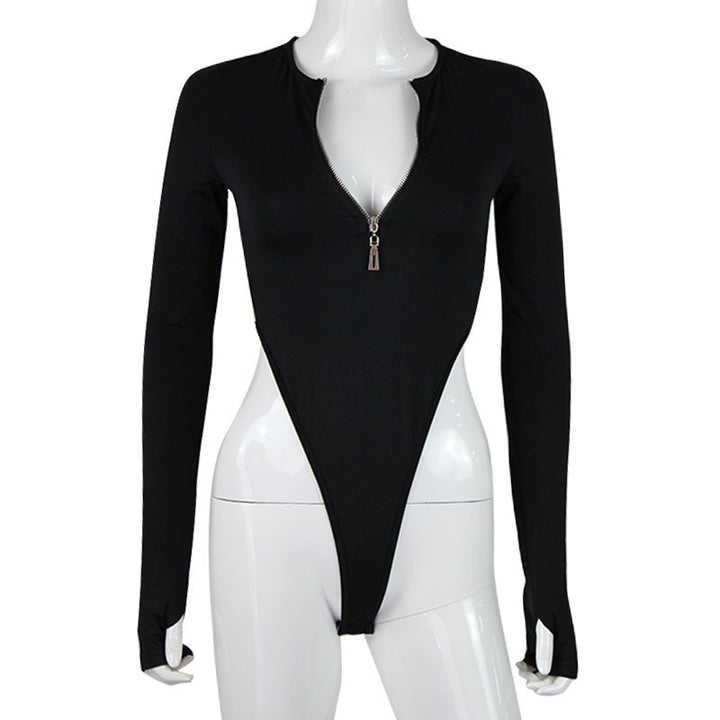 Damen Langarm-Bodys mit Reißverschluss und seitlichem Cut-Out Echo Archiv