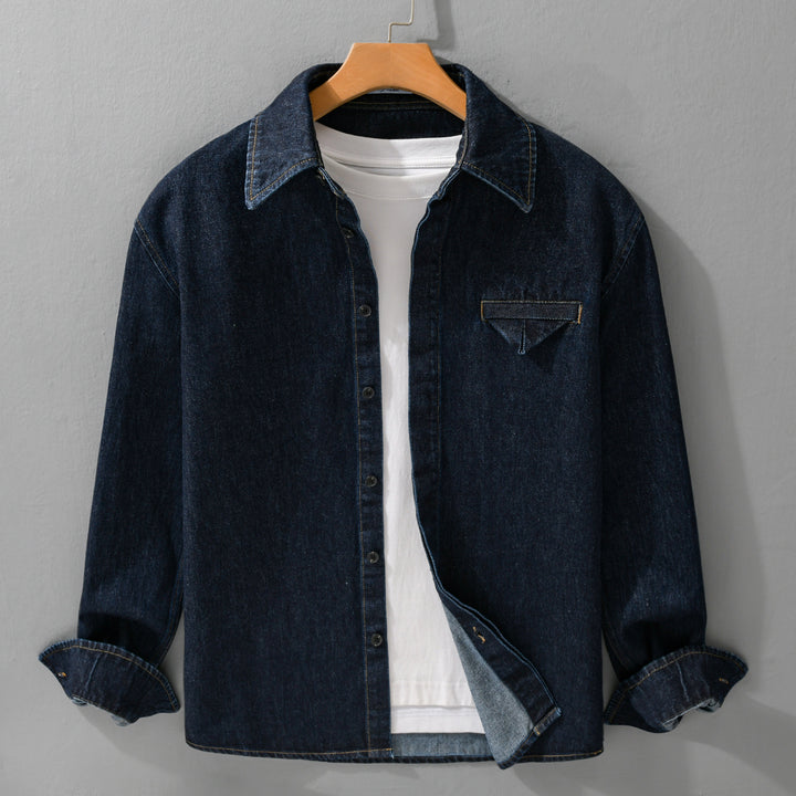 Herren Denim-Overshirt im Worker-Stil mit verdeckter Knopfleiste Echoarchiv