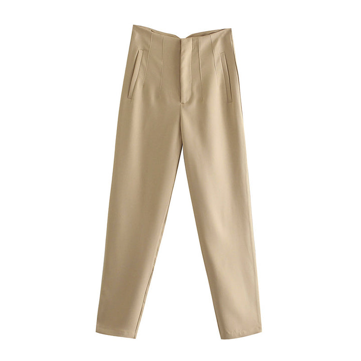 Damen Hochtaillierte tapered Anzughose mit Bügelfalte und Paspeltaschen Echo Archiv