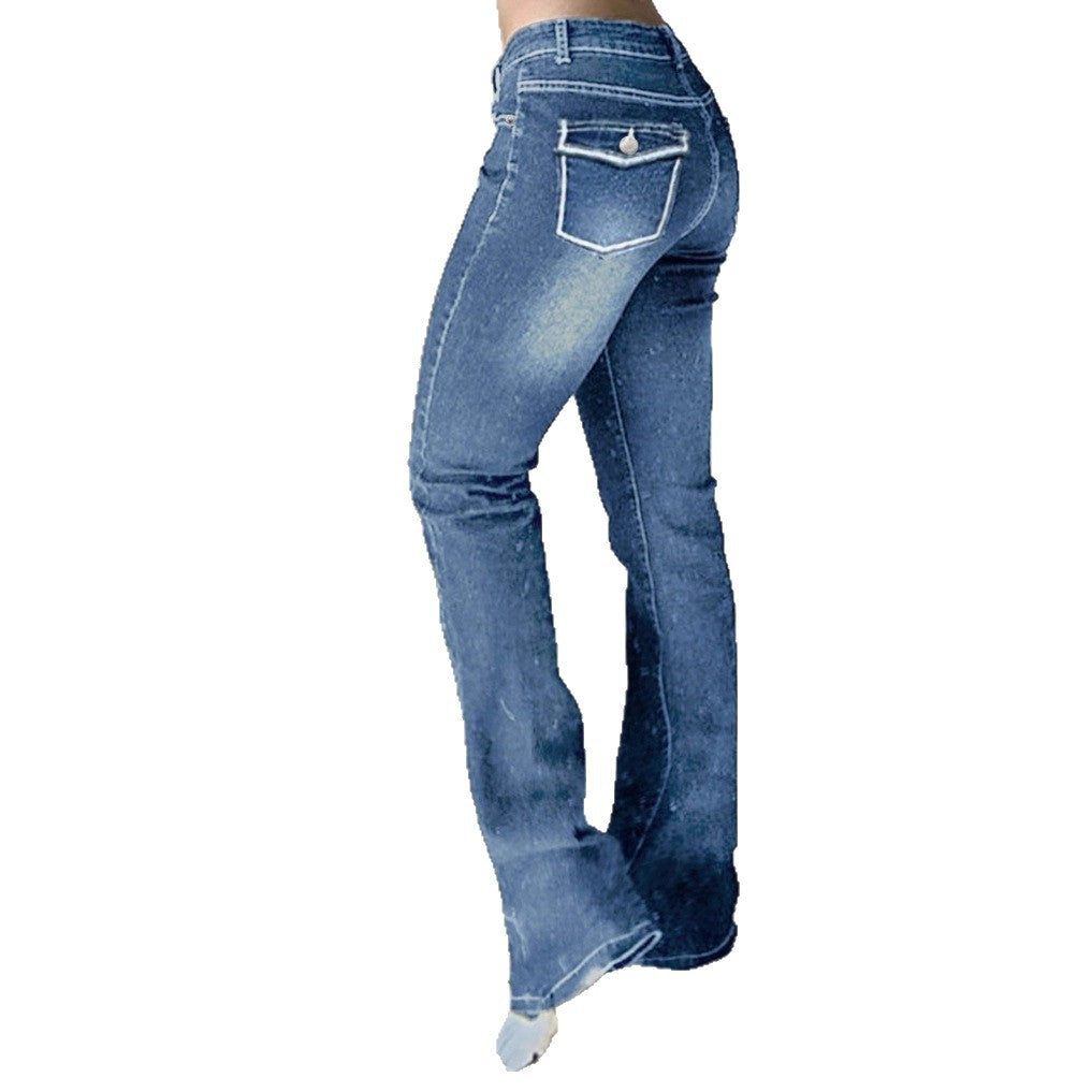 Damen taillenhohe Flared-Denimhose mit sculptendem Sitz und verlängertem Bein Echo Archiv