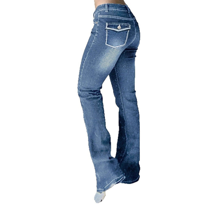 Damen taillenhohe Flared-Denimhose mit sculptendem Sitz und verlängertem Bein Echo Archiv