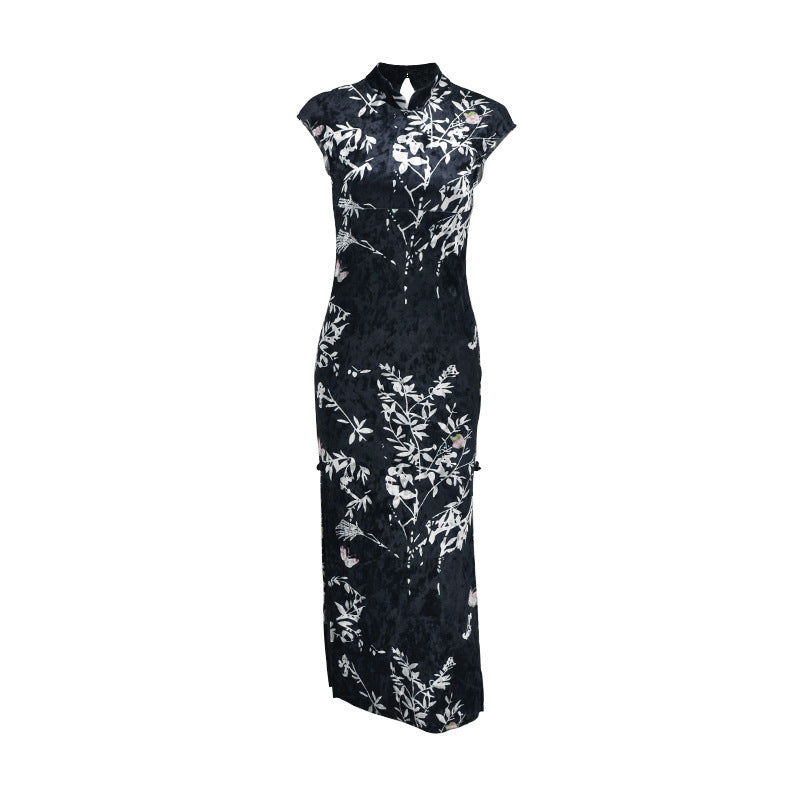 Damen Elegantes Maxikleid mit floralem Druck und Stehkragen Echo Archiv