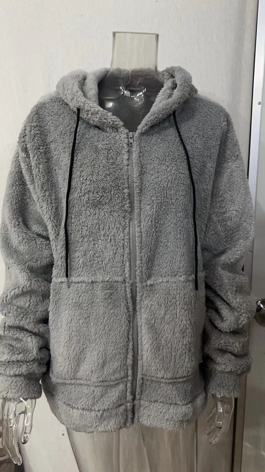 Herren nan kuschelige Teddyfleece Kapuzenjacke mit durchgehendem Reißverschluss Echo Archiv