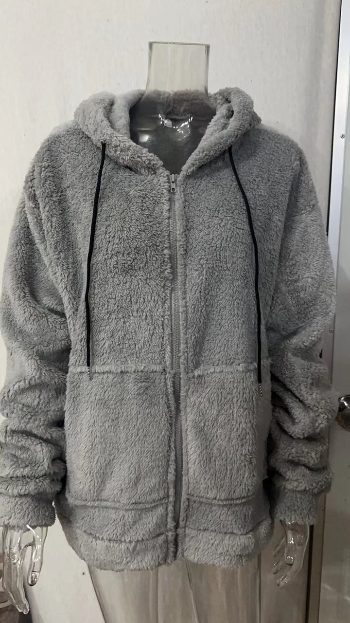 Herren nan kuschelige Teddyfleece Kapuzenjacke mit durchgehendem Reißverschluss Echo Archiv