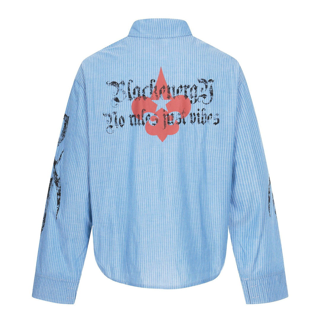 Unisex Oversize-Hemdjacke mit aufgesetzten Brusttaschen und dekorativen Printdetails Echoarchiv