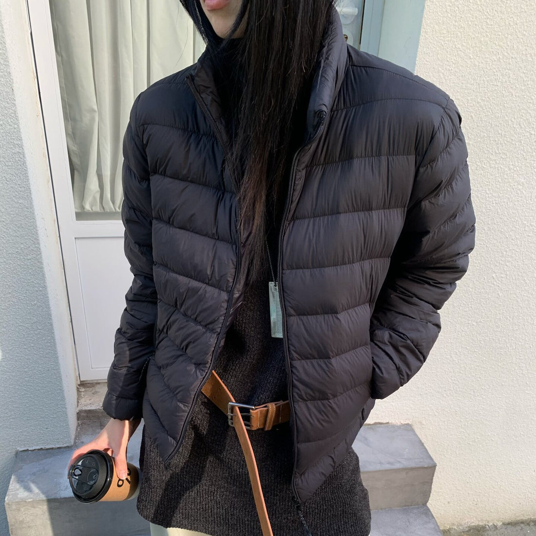 Damen leicht wattierte Steppjacke mit hohem Kragen Echoarchiv