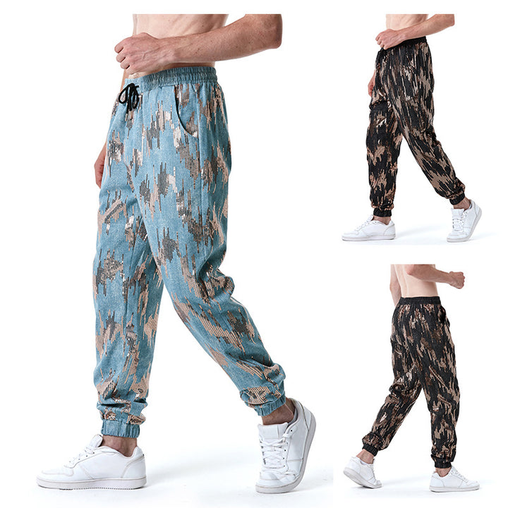 Herren Freizeithose mit Glitzer-Effekt und elastischem Bund Echoarchiv
