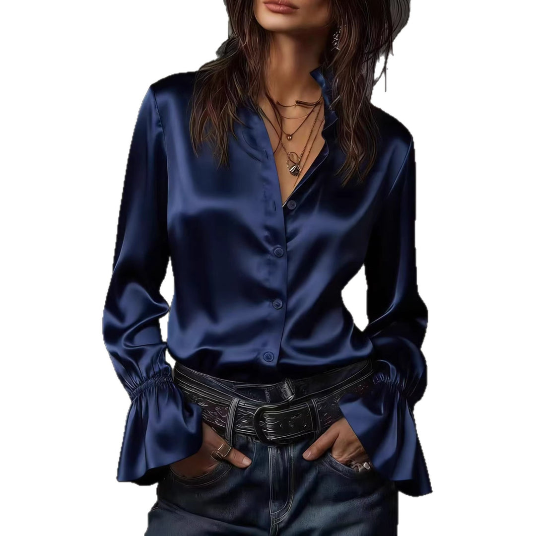 Damen Elegante Seidenbluse mit Raffungen an den Ärmeln Echo Archiv
