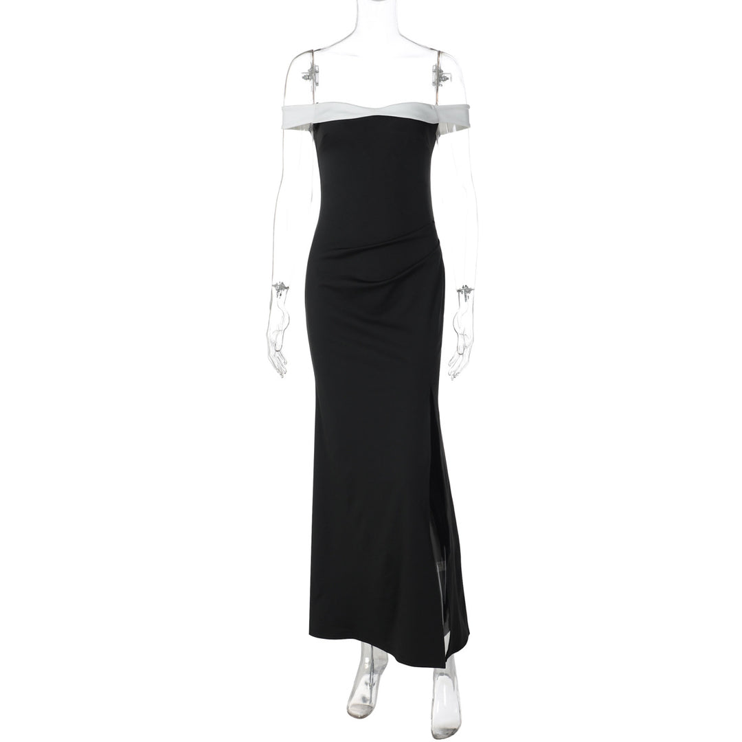 Damen Elegantes Maxikleid mit schulterfreiem Design und seitlichem Schlitz Echo Archiv