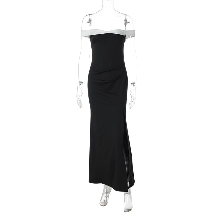 Damen Elegantes Maxikleid mit schulterfreiem Design und seitlichem Schlitz Echo Archiv