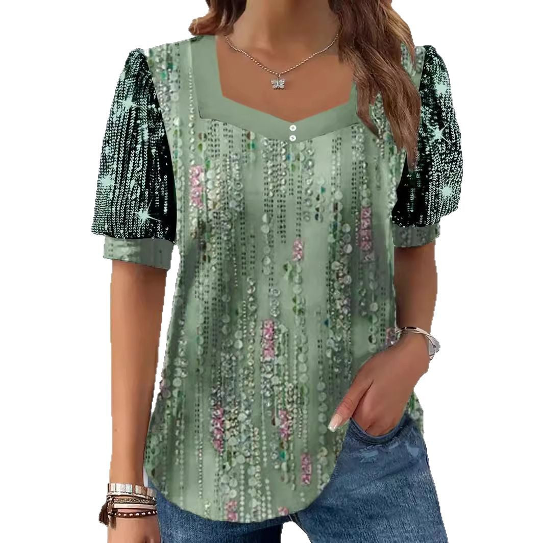 Damen Glitzernde V-Pullover Bluse Echo Archiv