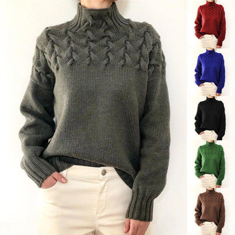 Damen nan Strickpullover mit Zopfstruktur und hohem Rollkragen Echo Archiv