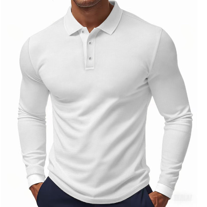 Herren Langarm-Polohemd im strukturierten Design mit modernem Schnitt Echoarchiv