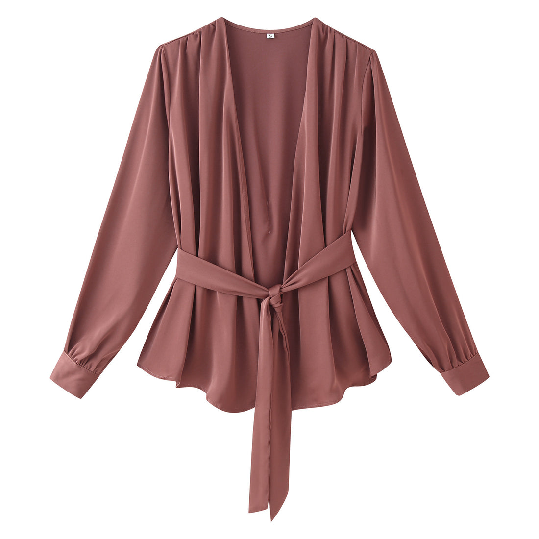 Damen Wickelbluse mit drapiertem V‑Ausschnitt und Taillengürtel Echoarchiv