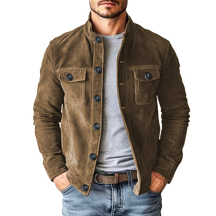 Herren modische Wildlederjacke mit praktischen Taschen Echoarchiv