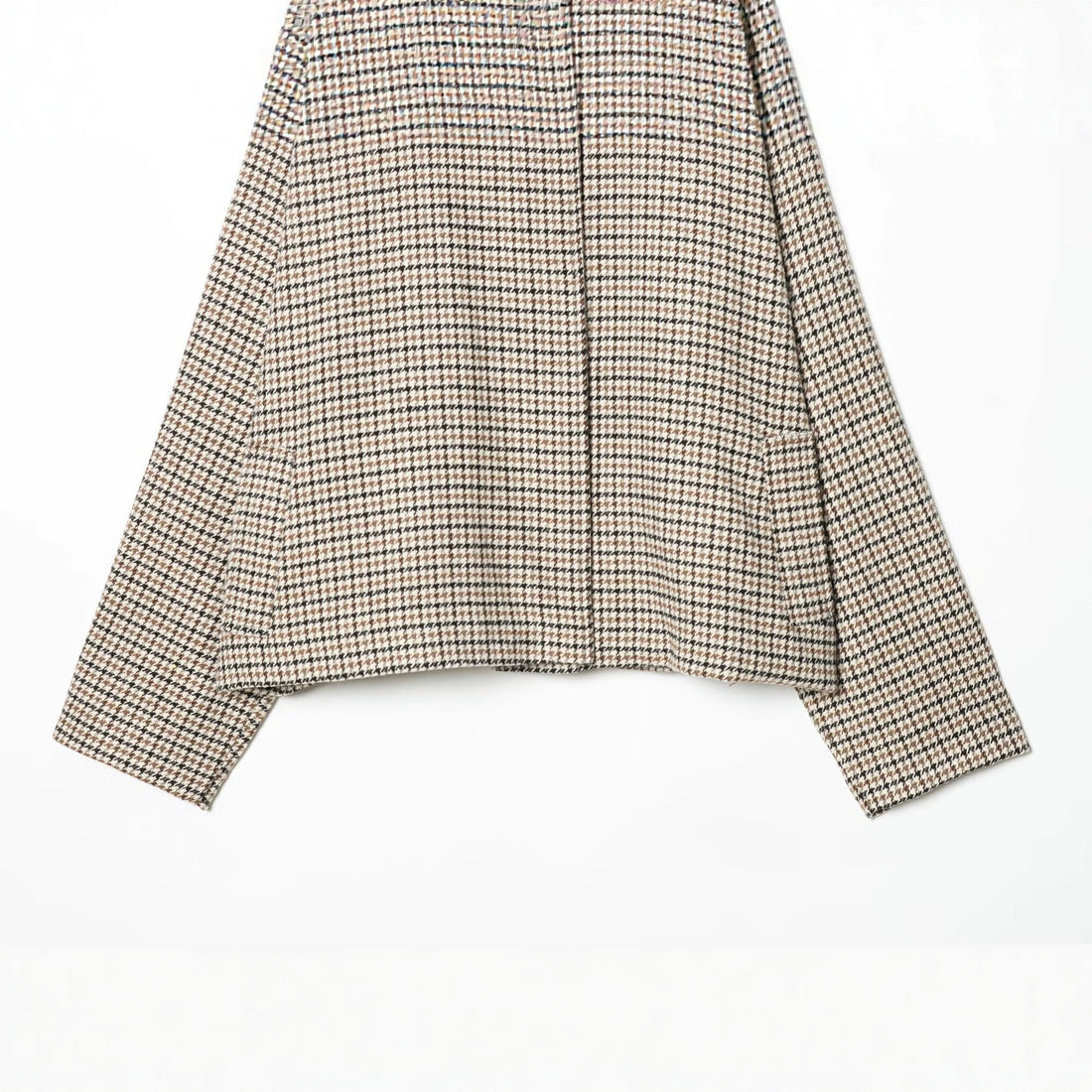 Damen Kurzjacke im Hahnentritt‑Muster mit hohem Stehkragen und Oversize‑Raglanärmeln Echo Archiv