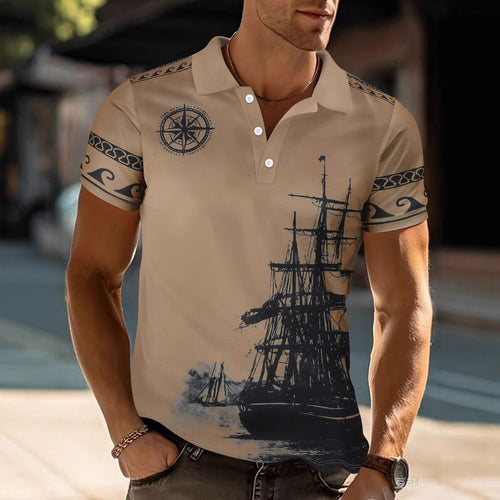 Herren Poloshirt mit maritimem Motiv und modernem Schnitt Echoarchiv