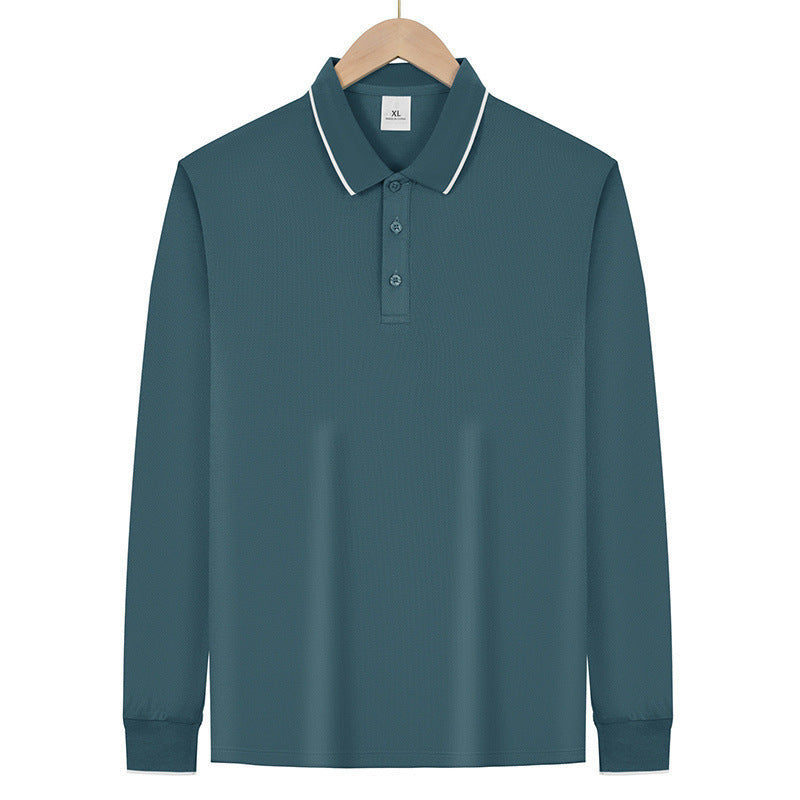 Herren Langärmeliges Funktions-Poloshirt mit Piquéstruktur und Kontrastkragen – Cavello