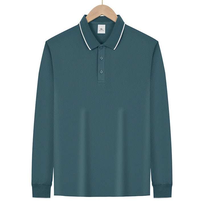 Herren Langärmeliges Funktions-Poloshirt mit Piquéstruktur und Kontrastkragen – Cavello