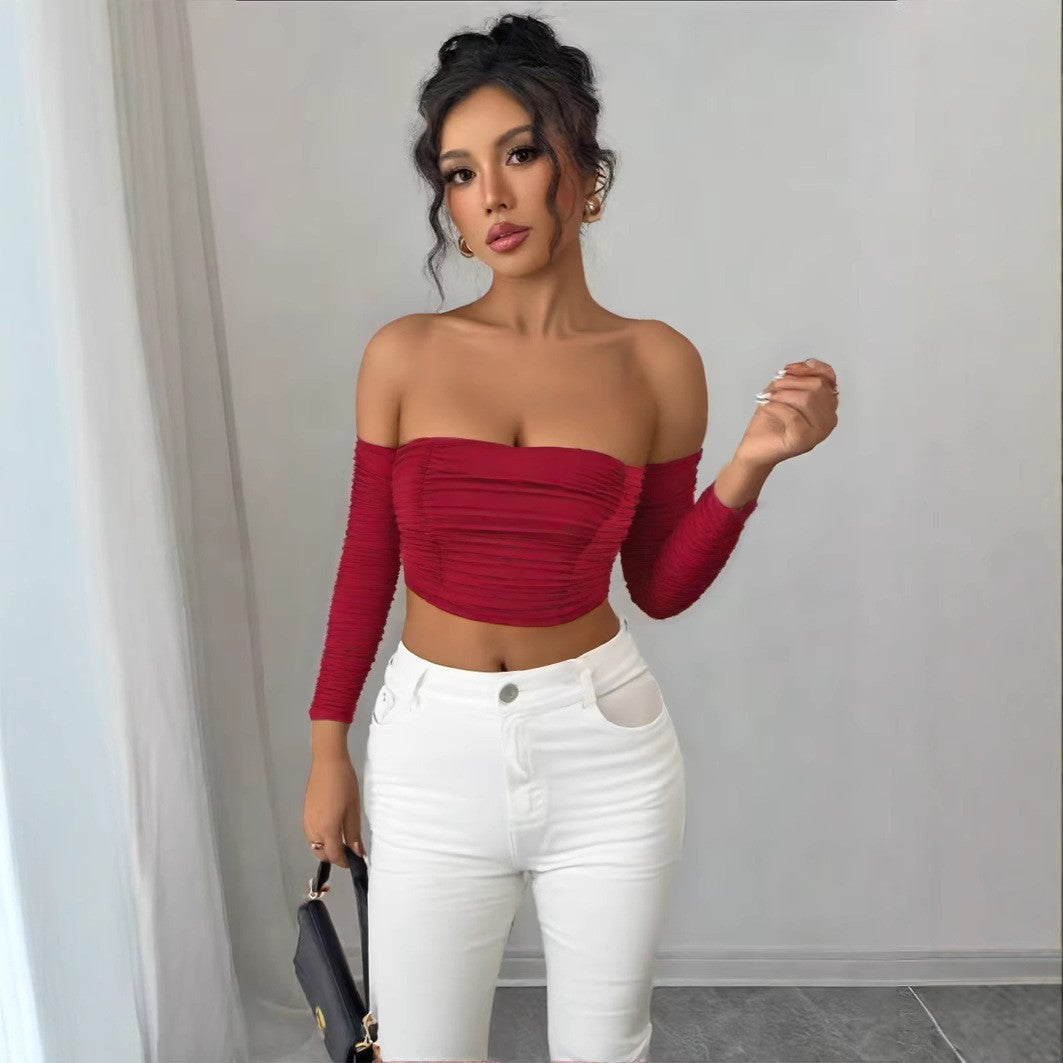 Damen Top mit schulterfreiem Design und raffinierter Raffung Echo Archiv