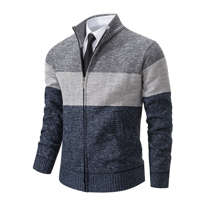 Herren modische Strickjacke mit Stehkragen und modernem Zip Echoarchiv