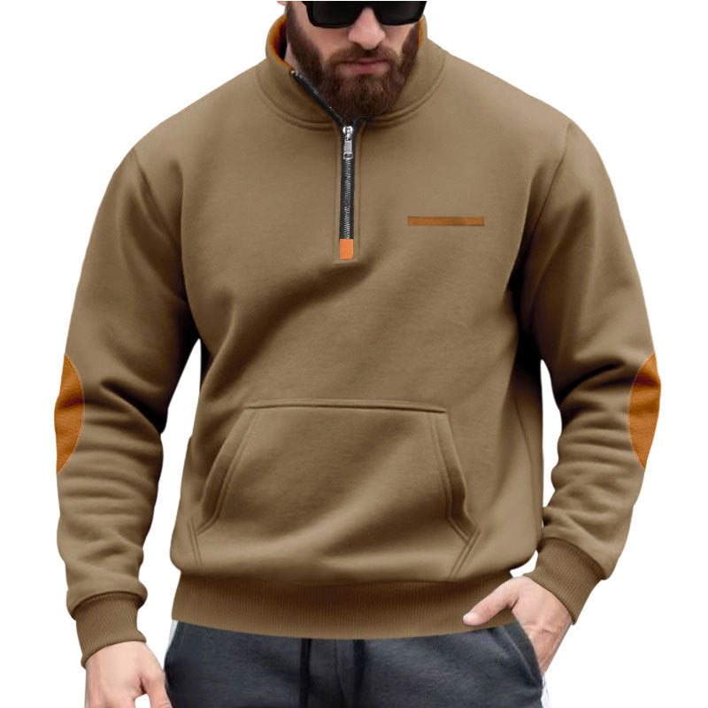 Herren Kapuzenpullover mit halbem Reißverschluss und farblichen Akzenten Echoarchiv