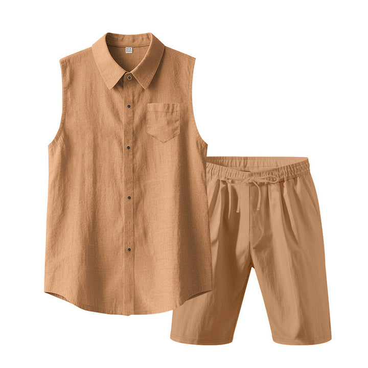 Herren lässiges Kurzarm-Hemd und Shorts-Set Echoarchiv