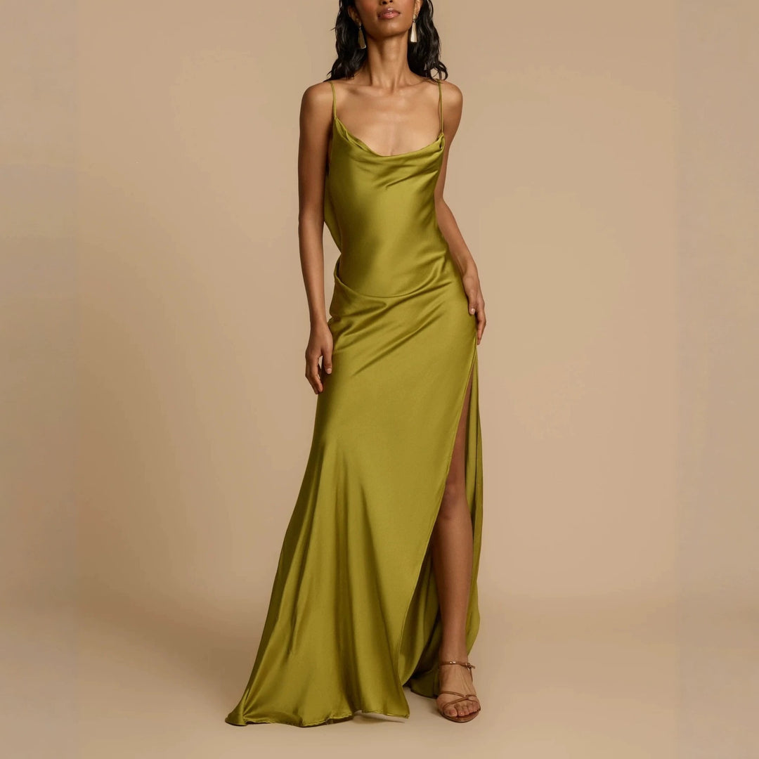 Damen Elegantes Maxikleid mit tiefem Ausschnitt und seitlichem Schlitz Echo Archiv