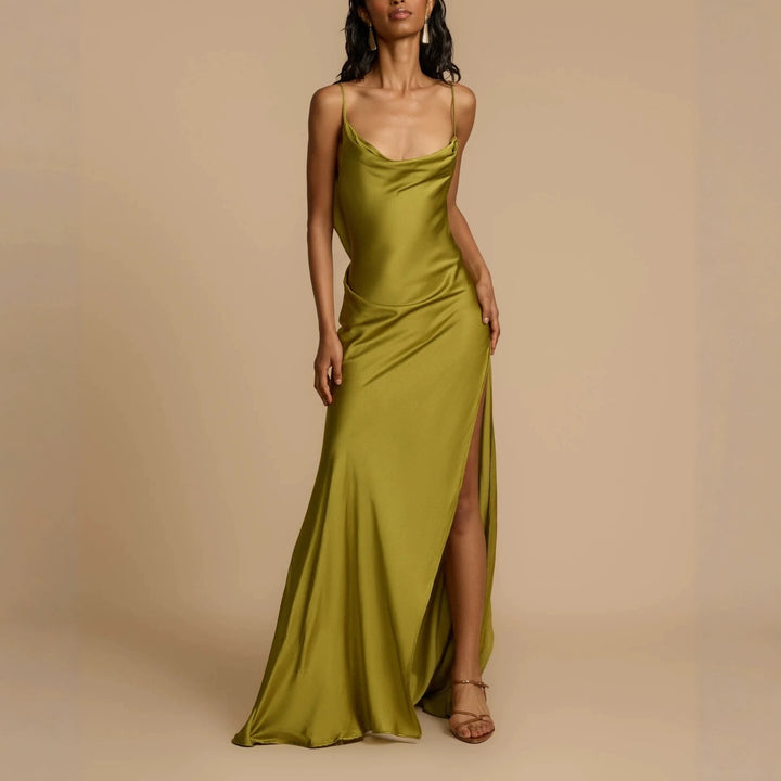 Damen Elegantes Maxikleid mit tiefem Ausschnitt und seitlichem Schlitz Echo Archiv