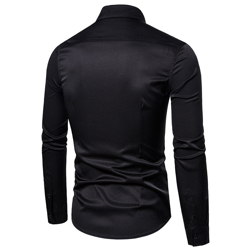 Herren Elegantes Hemd mit Pailletten-Brustplatte und tailliertem Schnitt Echo Archiv